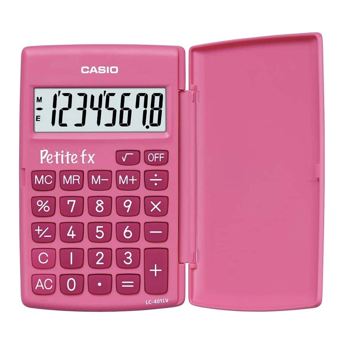 CALCOLATRICE CASIO ROSA CON DISPLAY AD 8 CIFRE PORTATILE TASCABILE FUCSIA