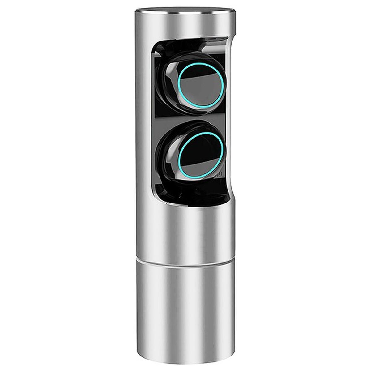 CUFFIE AURICOLARI SENZA FILI K-01 TOUCH WIRELESS BLUETOOTH 5.0 POWER BANK  SILVER